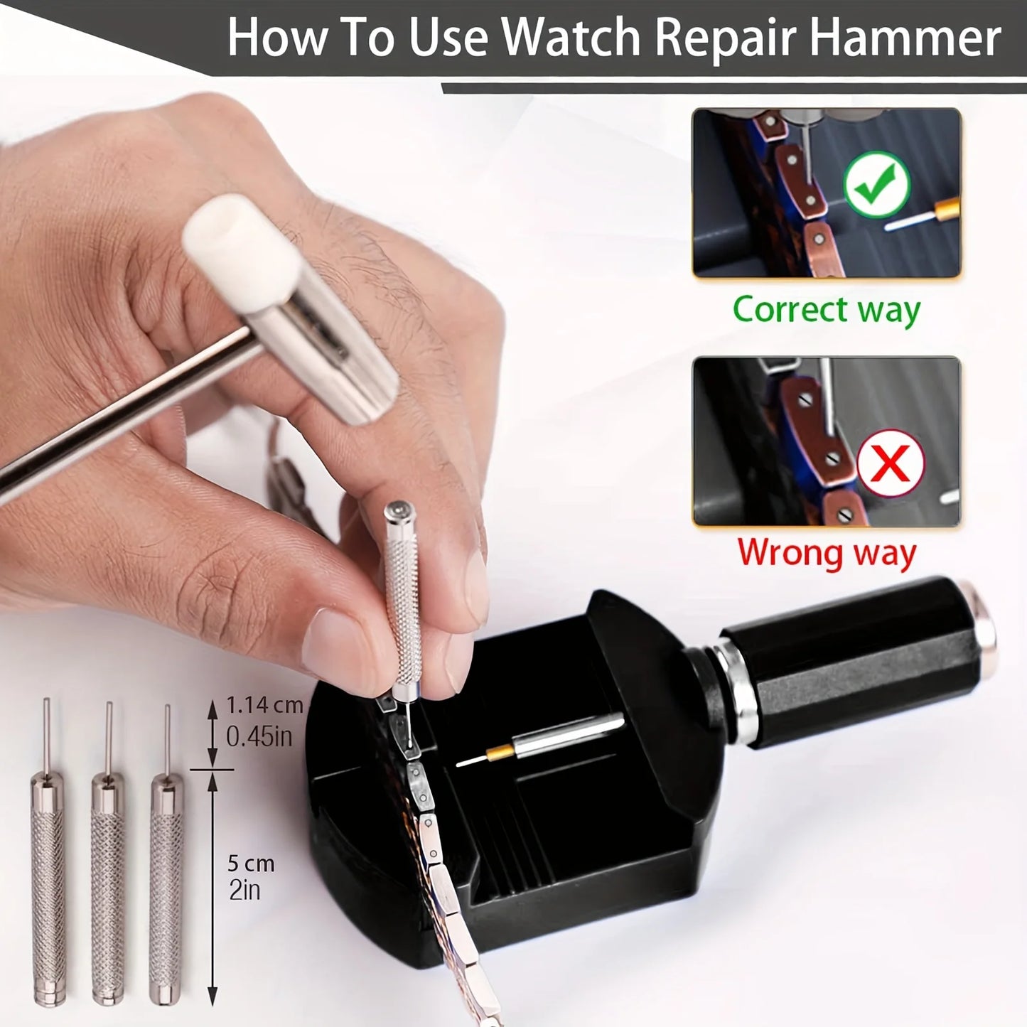 11pcs Watch Link Removal Tool Kit, Watch Band Tool Strap Chain Pin Remover Repair Tool Kit For Watch Band Strap Adjustment, Watc - Officlock