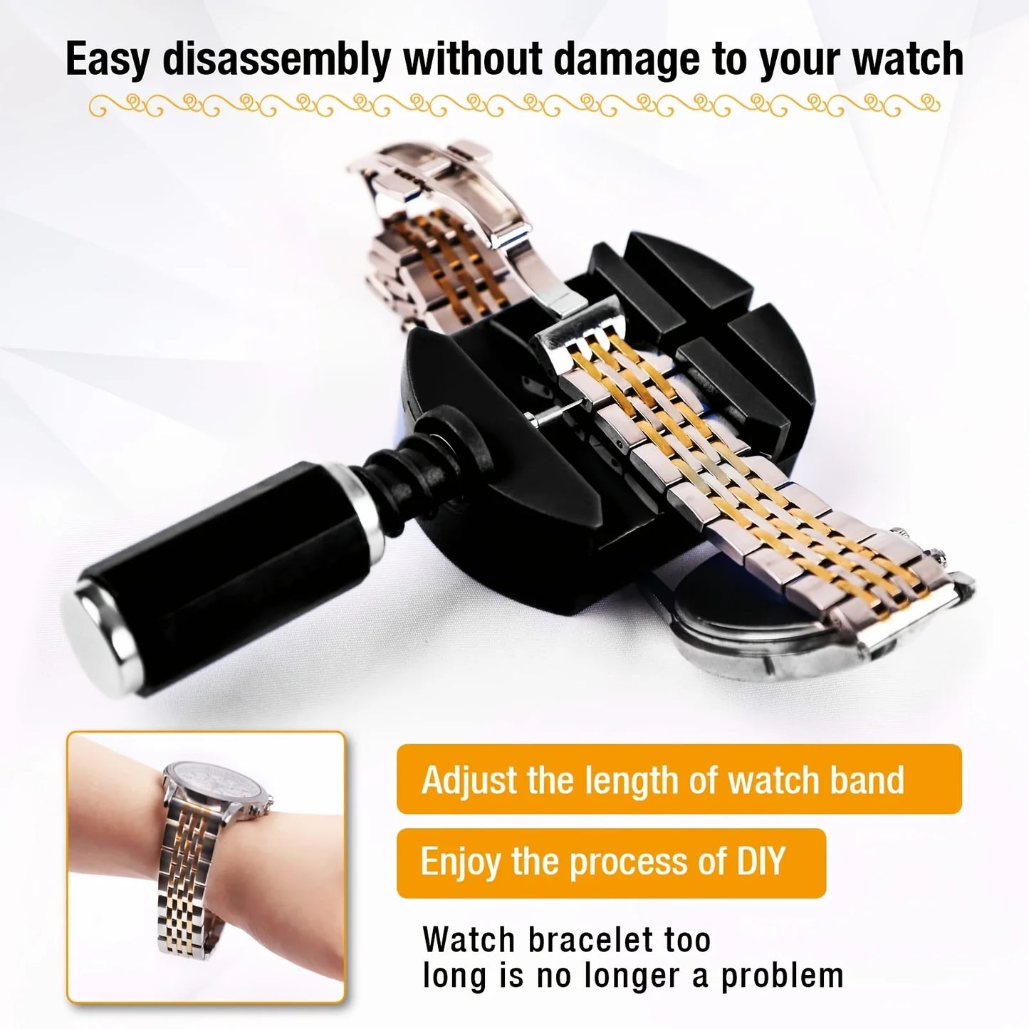 11pcs Watch Link Removal Tool Kit, Watch Band Tool Strap Chain Pin Remover Repair Tool Kit For Watch Band Strap Adjustment, Watc - Officlock