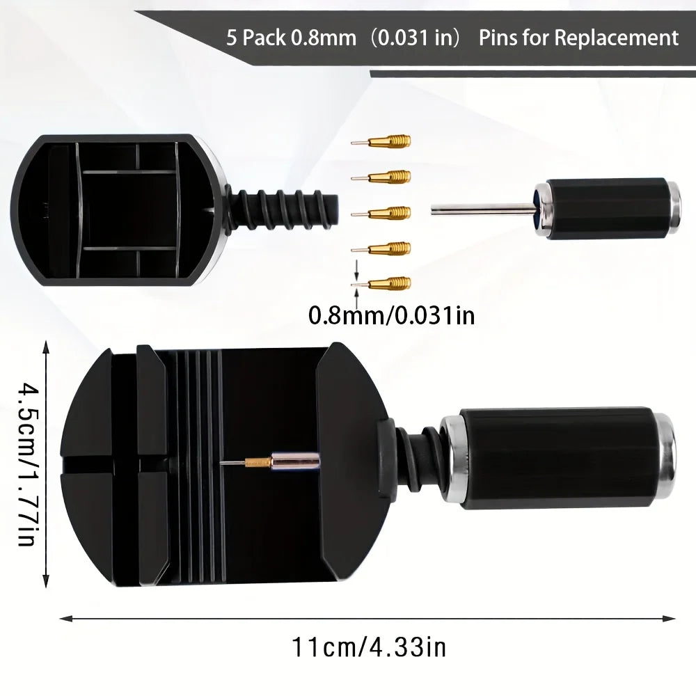 11pcs Watch Link Removal Tool Kit, Watch Band Tool Strap Chain Pin Remover Repair Tool Kit For Watch Band Strap Adjustment, Watc - Officlock